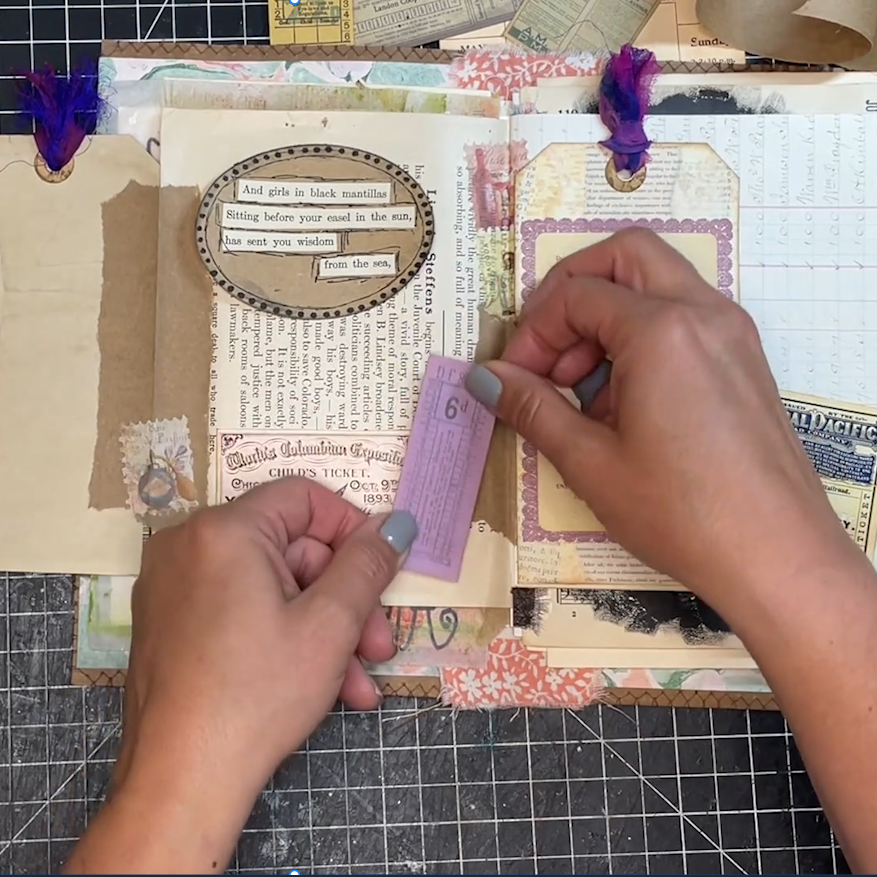 Adding tickets to a page for Junk Journal July